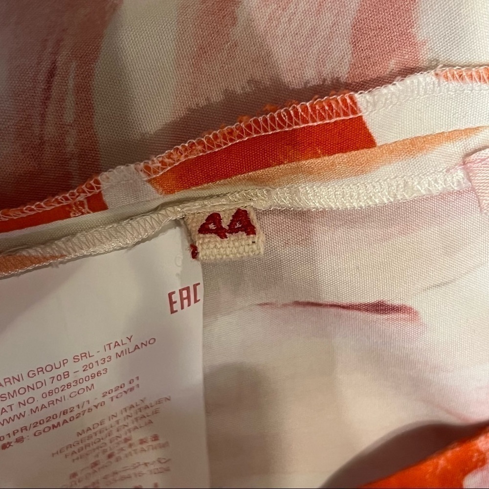 MARNI Pink Floral Poplin Cotton-Silk Blend Tropical Midi Sarong Wrap Skirt Sz 10 - Picture 8 of 10